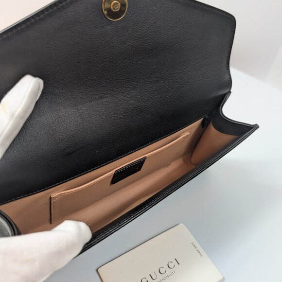 Gucci Black Rajah Broadway Smooth Leather Jeweled Tiger Head Clutch - Picture 9 of 15